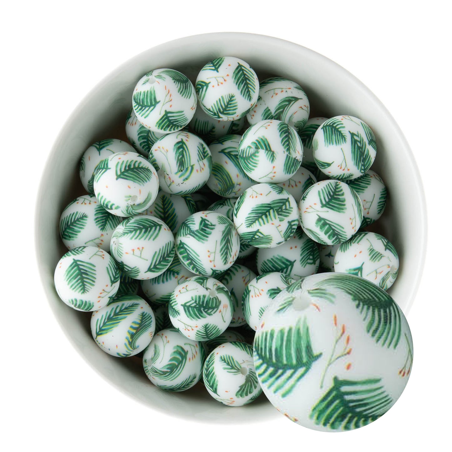 19mm Silicone Round Print Beads Berry + Branches from Cara & Co Craft Supply
