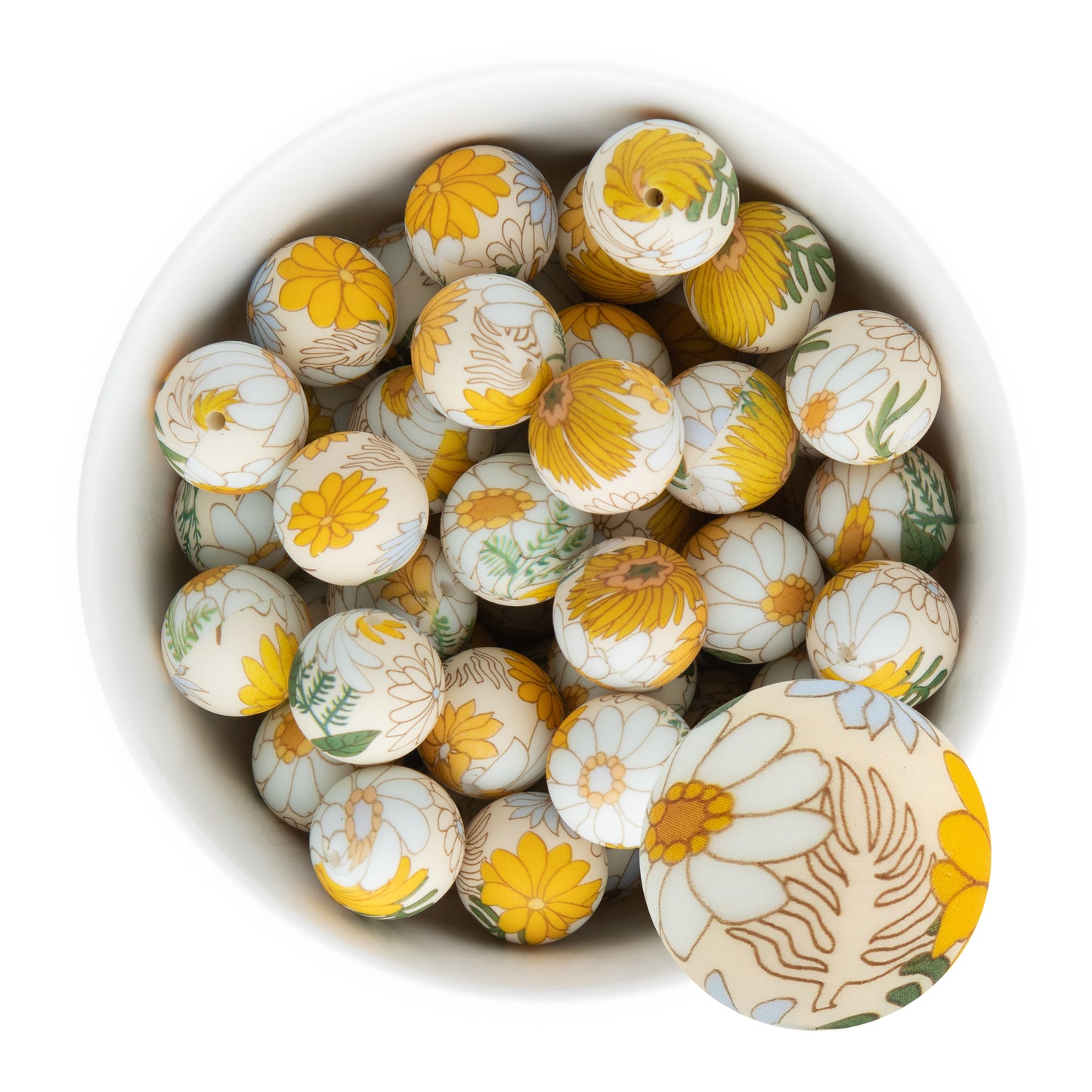 19mm Silicone Round Print Beads Boho Floral from Cara & Co Craft Supply