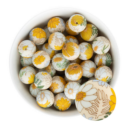 19mm Silicone Round Print Beads Boho Floral from Cara & Co Craft Supply