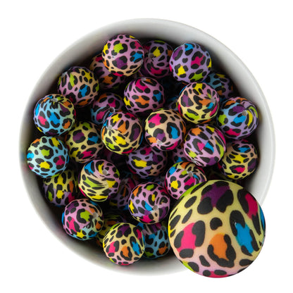 19mm Silicone Round Print Beads Bright Leopard from Cara & Co Craft Supply