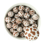 19mm Silicone Round Print Beads Brown Cow from Cara & Co Craft Supply