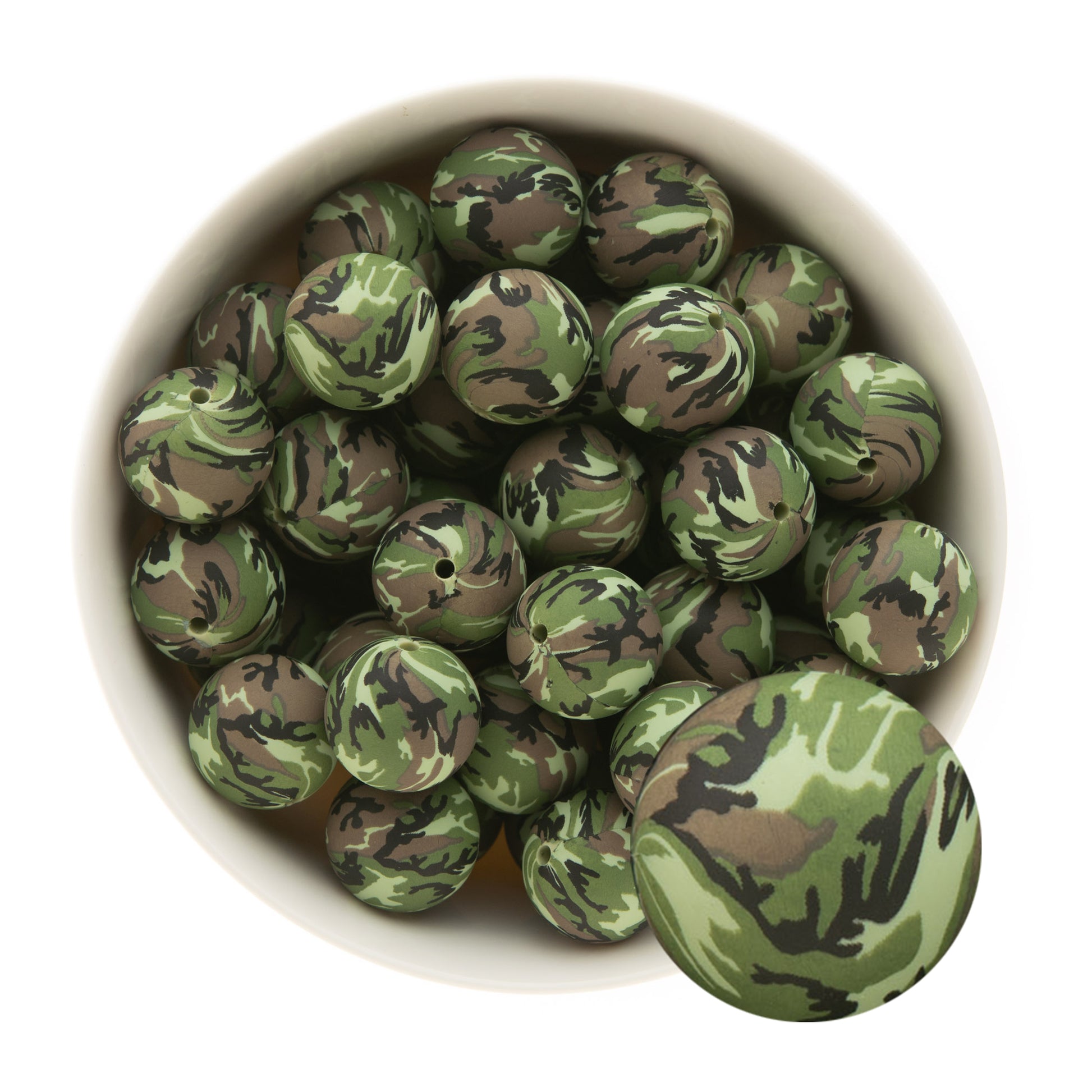 19mm Silicone Round Print Beads Camo from Cara & Co Craft Supply