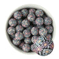 19mm Silicone Round Print Beads Checkered Daisies from Cara & Co Craft Supply