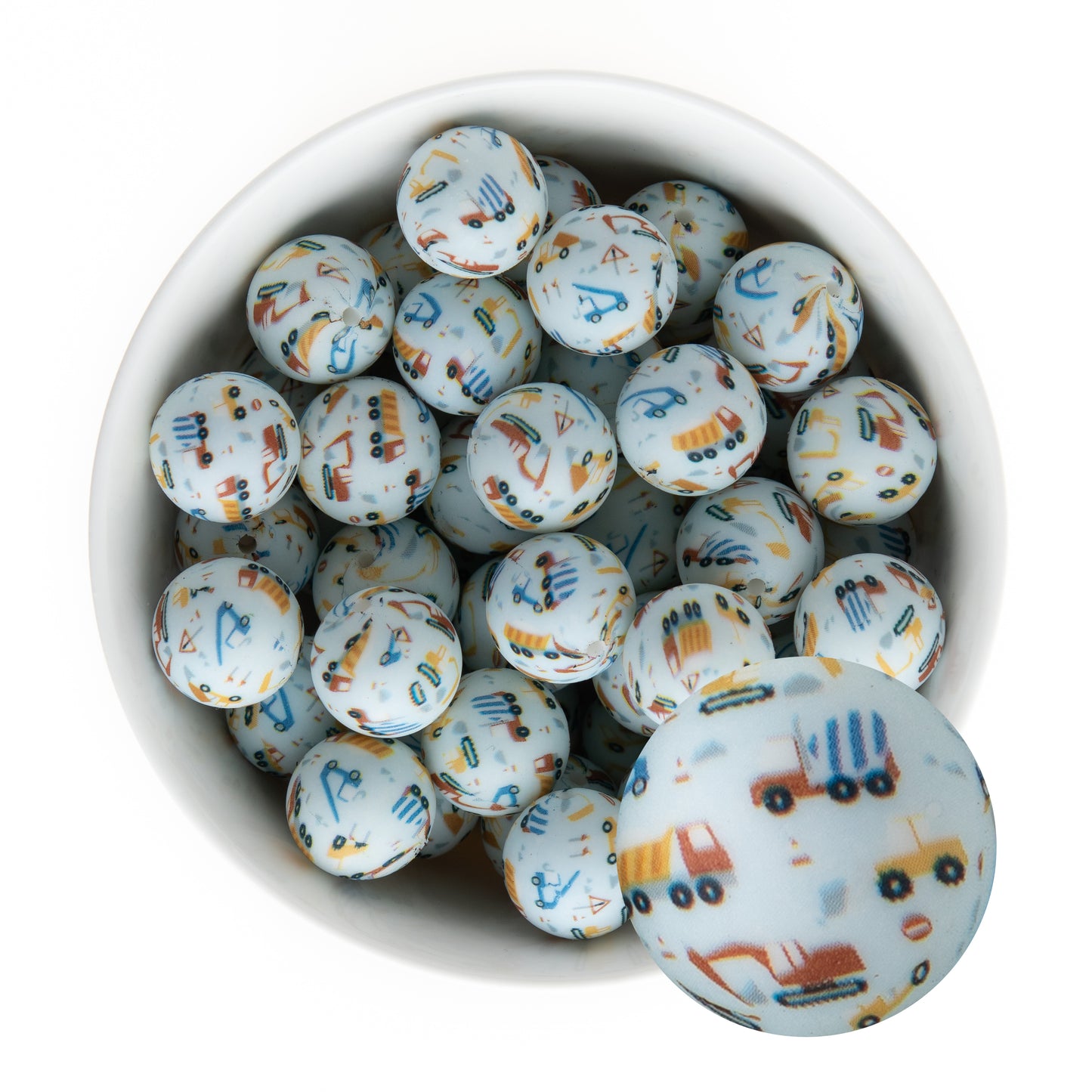 19mm Silicone Round Print Beads Construction Zone from Cara & Co Craft Supply