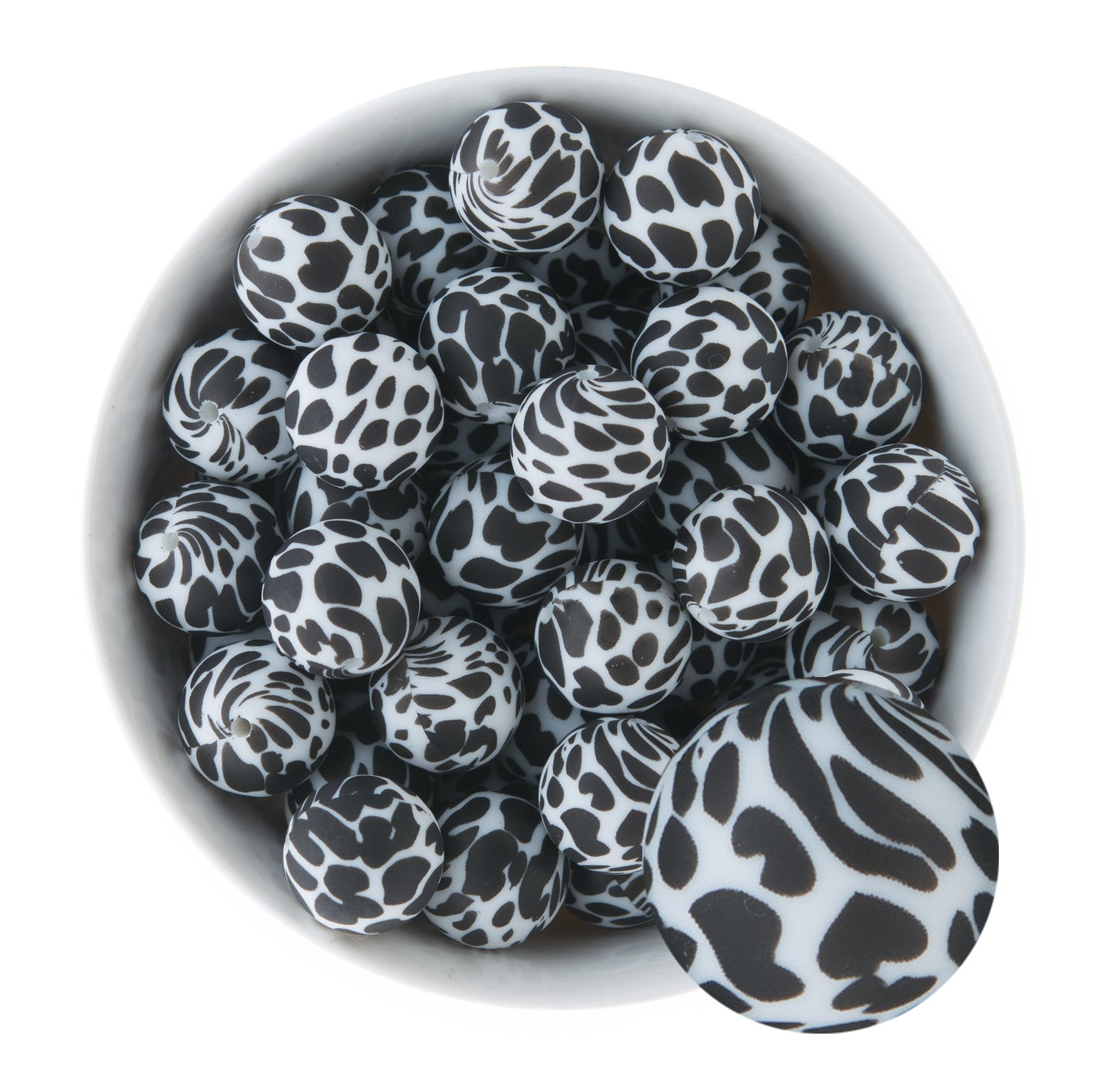 19mm Silicone Round Print Beads Cow from Cara & Co Craft Supply