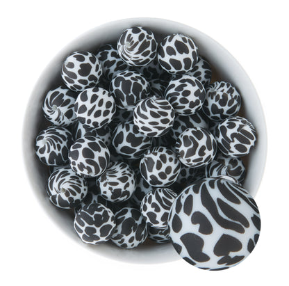 19mm Silicone Round Print Beads Cow from Cara & Co Craft Supply