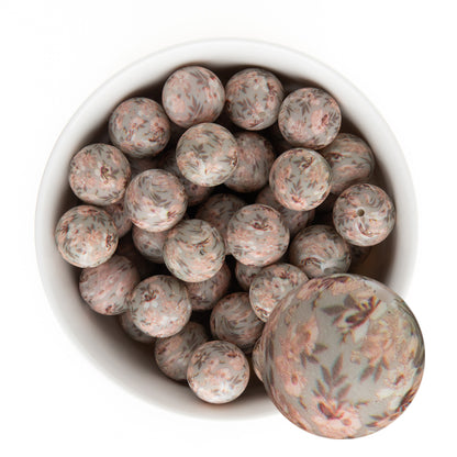 19mm Silicone Round Print Beads Delicate Floral from Cara & Co Craft Supply