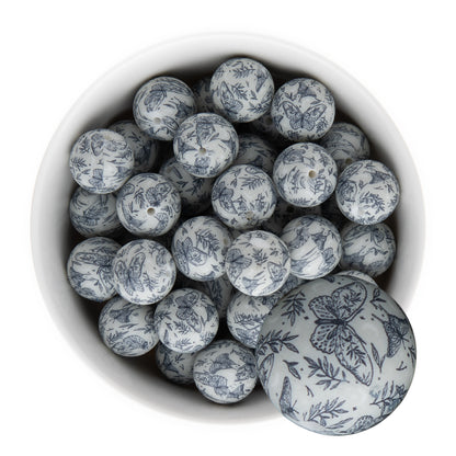 19mm Silicone Round Print Beads Evening Butterflies from Cara & Co Craft Supply
