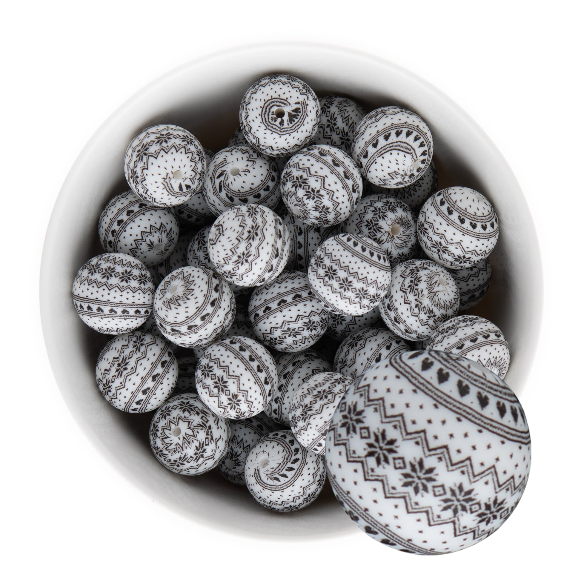 19mm Silicone Round Print Beads Fair Isle Sweater from Cara & Co Craft Supply