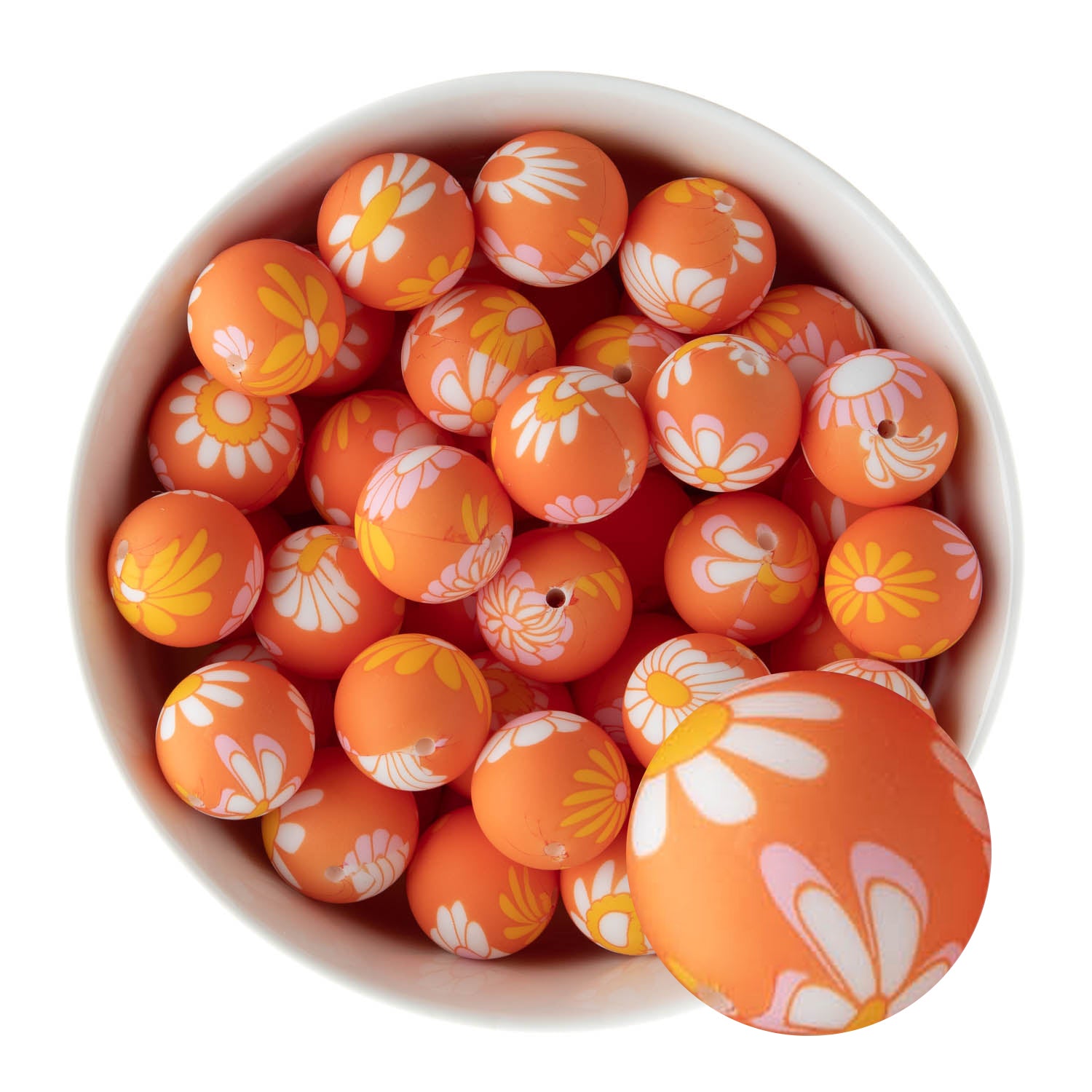 19mm Silicone Round Print Beads Groovy Floral from Cara & Co Craft Supply