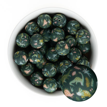 19mm Silicone Round Print Beads Jurassic from Cara & Co Craft Supply