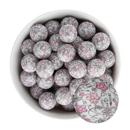 19mm Silicone Round Print Beads Nurse Life from Cara & Co Craft Supply