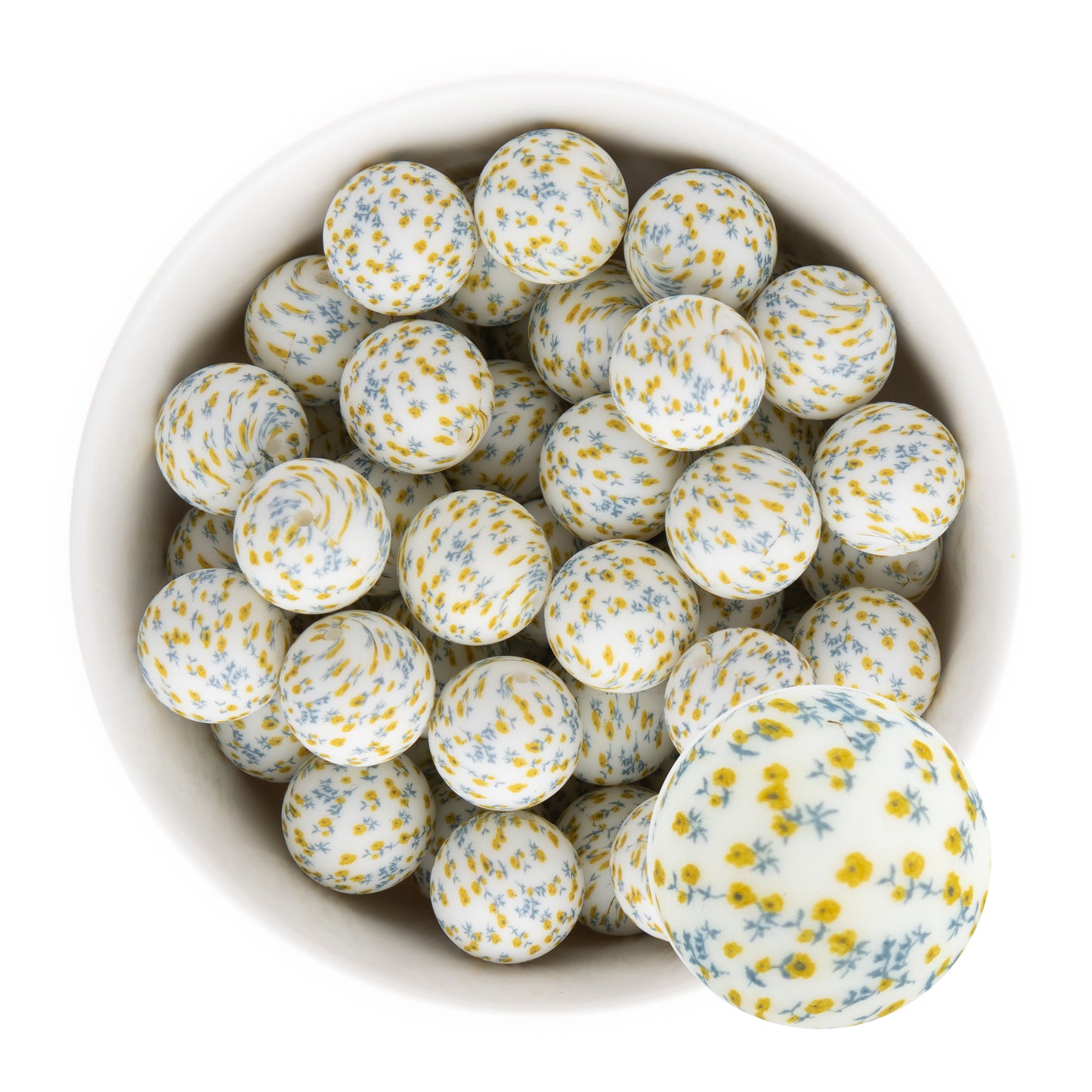 19mm Silicone Round Print Beads Prairie Floral from Cara & Co Craft Supply