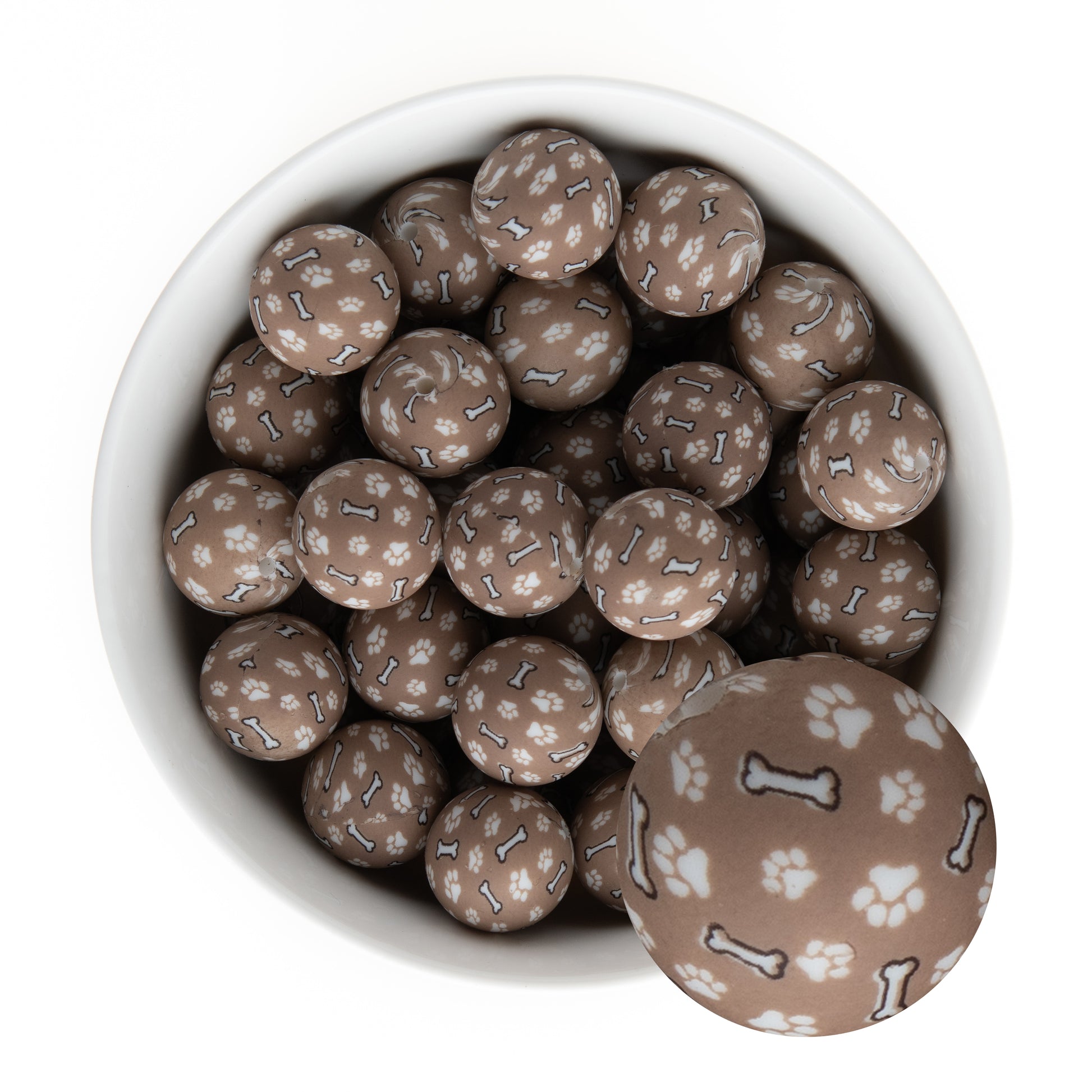 19mm Silicone Round Print Beads Paws from Cara & Co Craft Supply