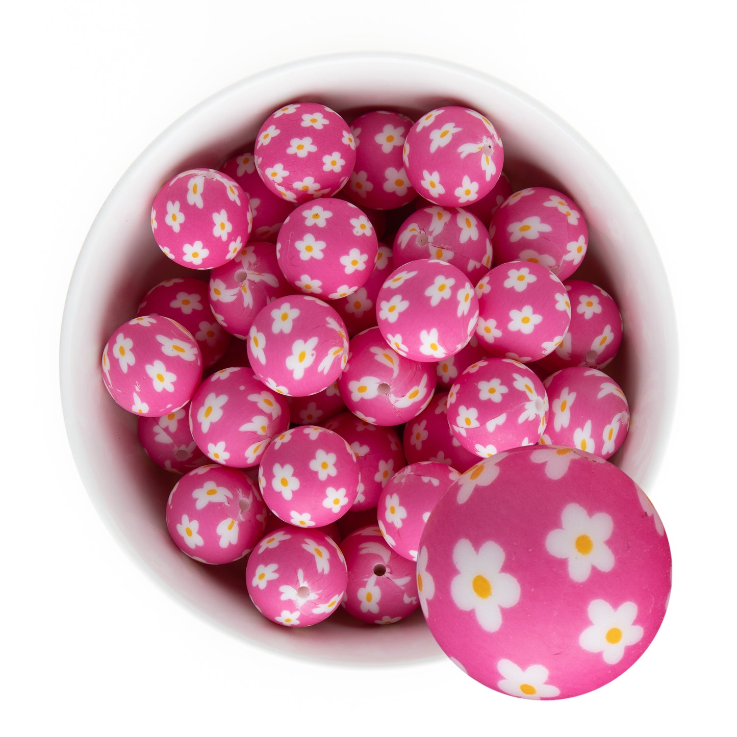 19mm Silicone Round Print Beads Daisy Floral from Cara & Co Craft Supply
