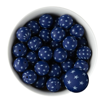 19mm Silicone Round Print Beads Stars from Cara & Co Craft Supply