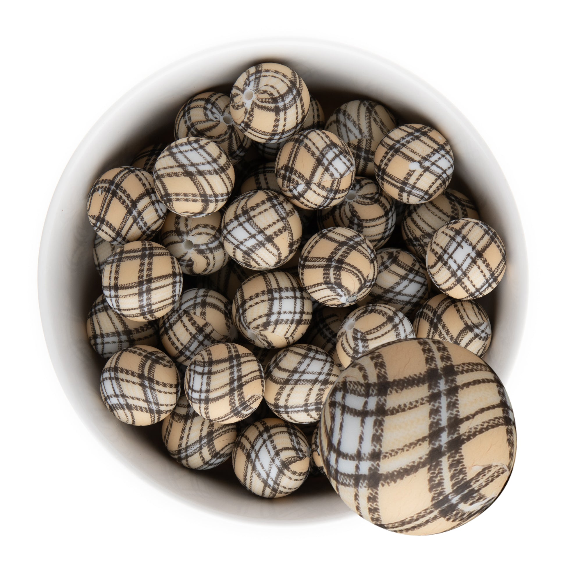 19mm Silicone Round Print Beads Tartan Plaid from Cara & Co Craft Supply
