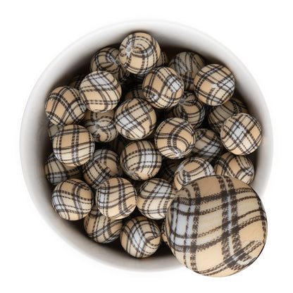 19mm Silicone Round Print Beads Tartan Plaid from Cara & Co Craft Supply