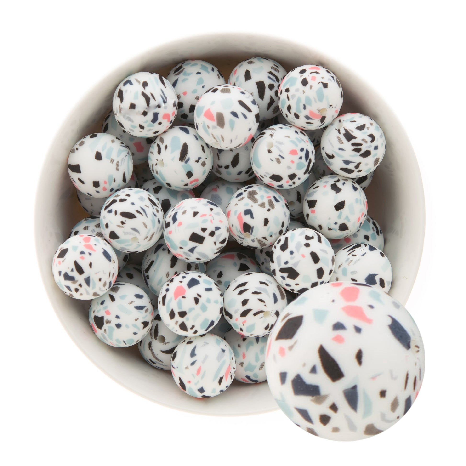 19mm Silicone Round Print Beads Terrazzo from Cara & Co Craft Supply