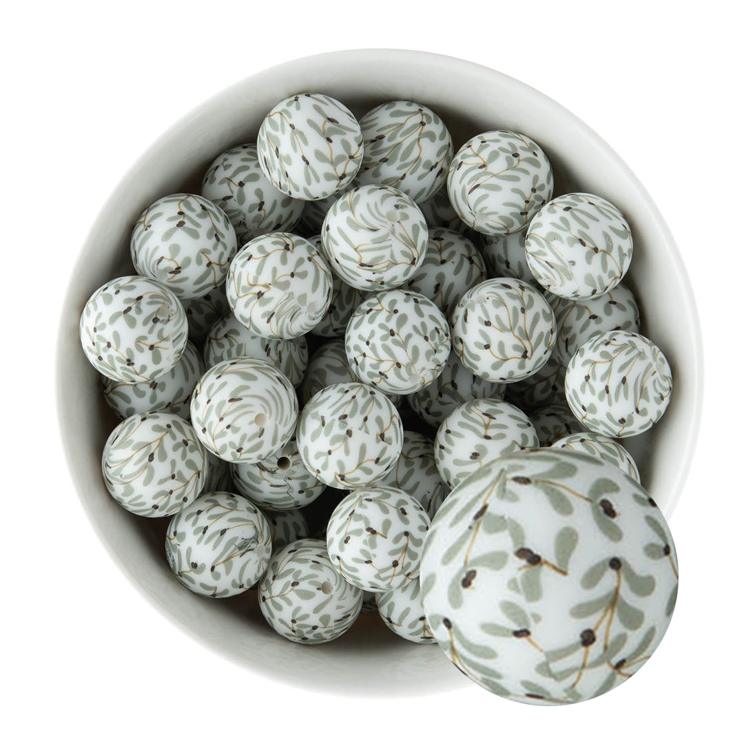 19mm Silicone Round Print Beads Winter Floral from Cara & Co Craft Supply