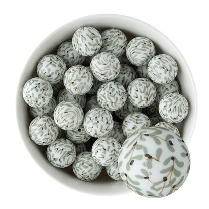 19mm Silicone Round Print Beads Winter Floral from Cara & Co Craft Supply