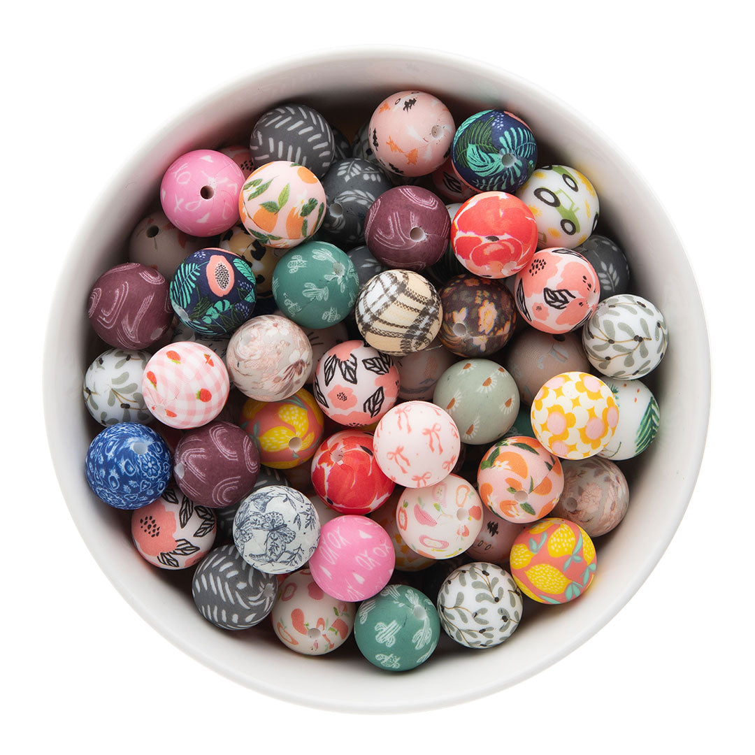 Silicone Print Beads Exclusive - Round from Cara & Co Craft Supply