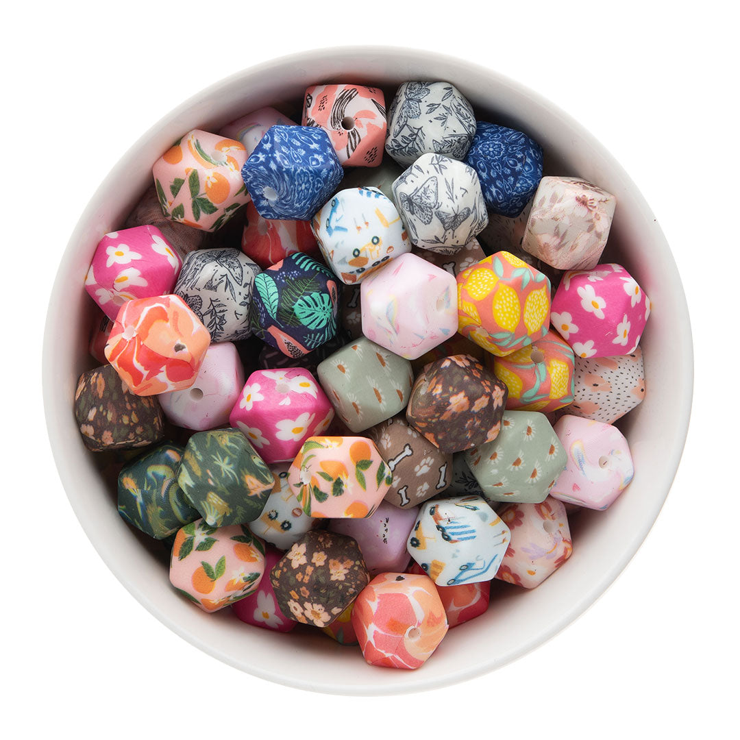 Silicone Print Beads Exclusive - Hexagons from Cara & Co Craft Supply