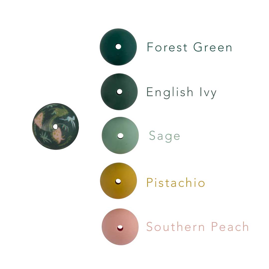 15mm Round Silicone Print Beads Color Comparison Jurassic