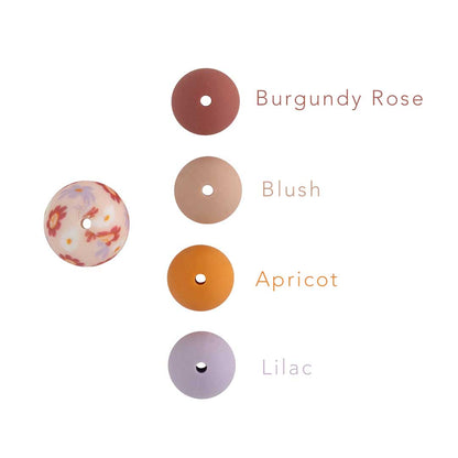 15mm Round Silicone Print Beads Color Comparison Retro Floral