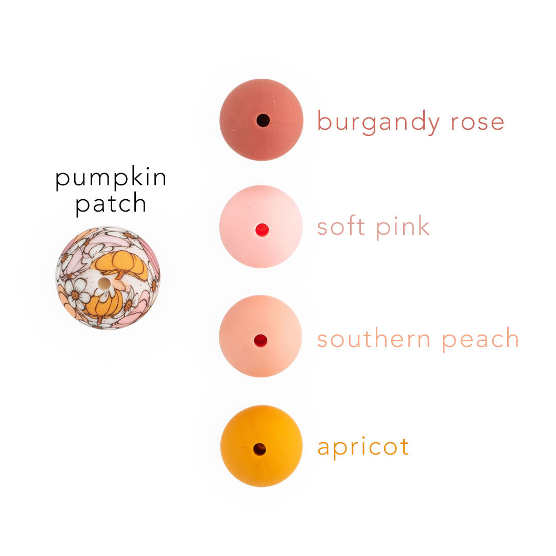 15mm Round Silicone Print Beads Color Comparison Pumpkin Patch