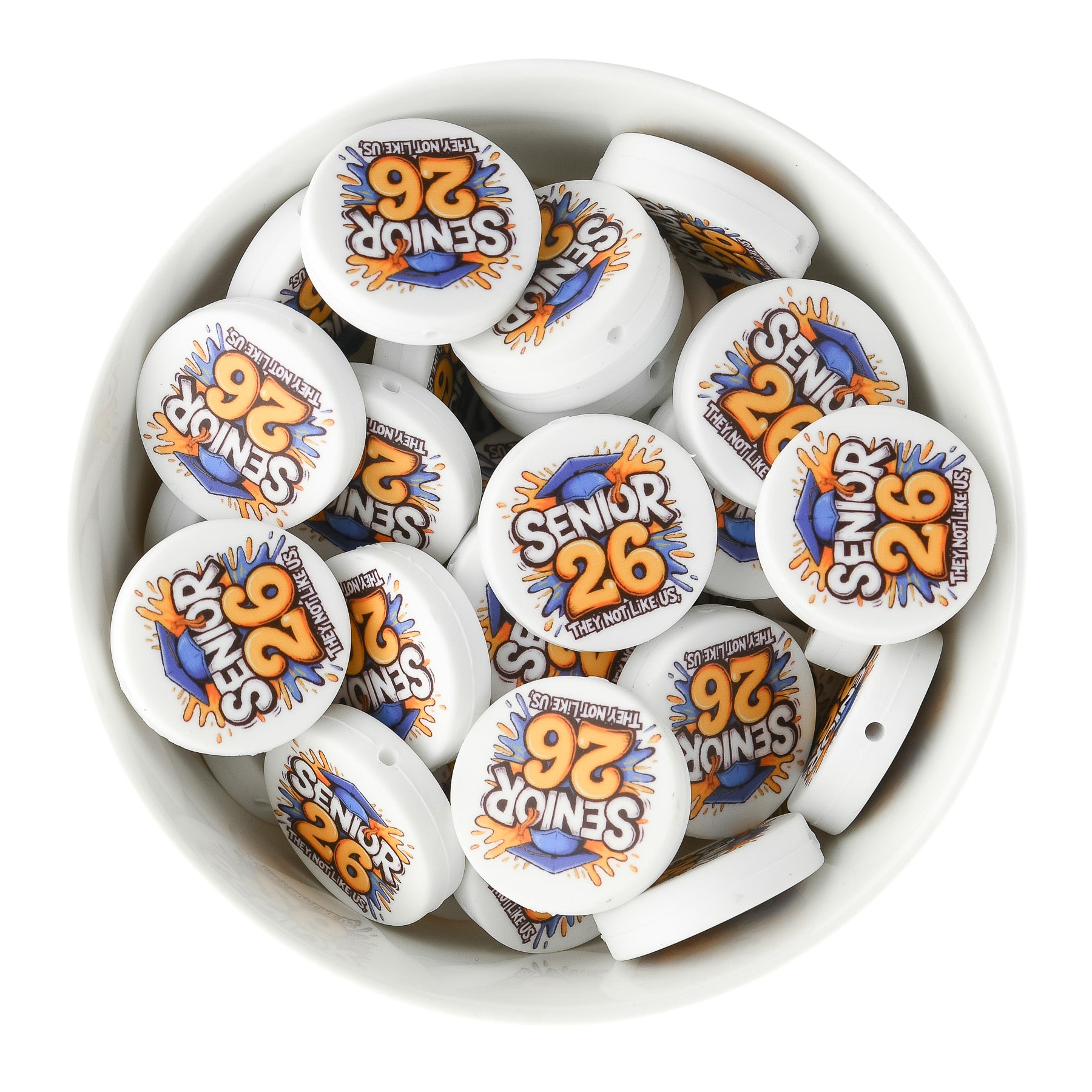 Grad 2026 Senior 2026 Silicone Print Focal Beads for silicone crafting from Cara & Co Craft Supply