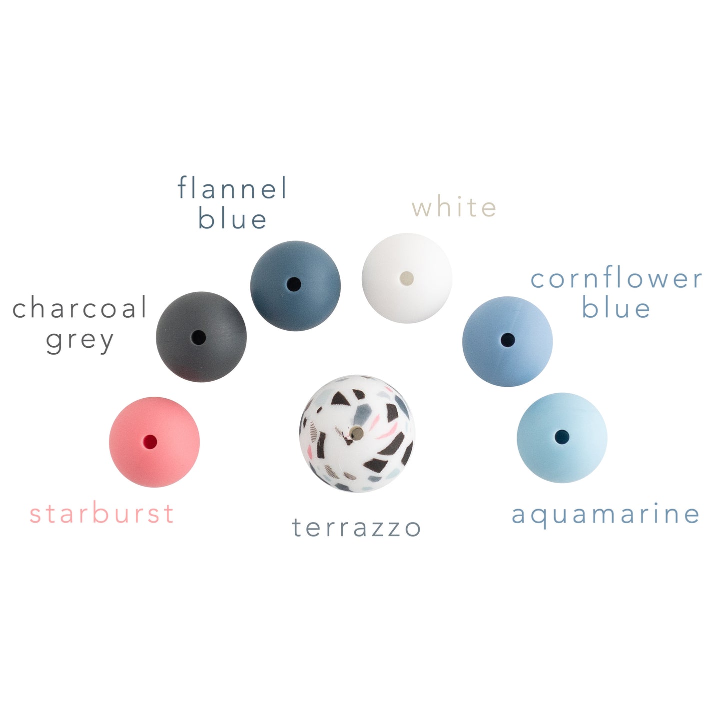 12mm Round Silicone Print Beads Color Comparison Terrazzo