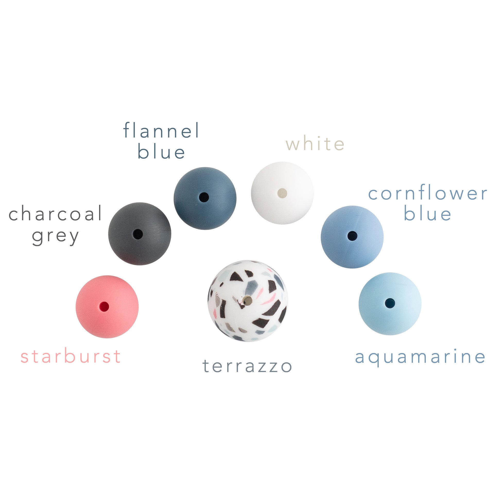 15mm Round Silicone Print Beads Color Comparison Terrazzo