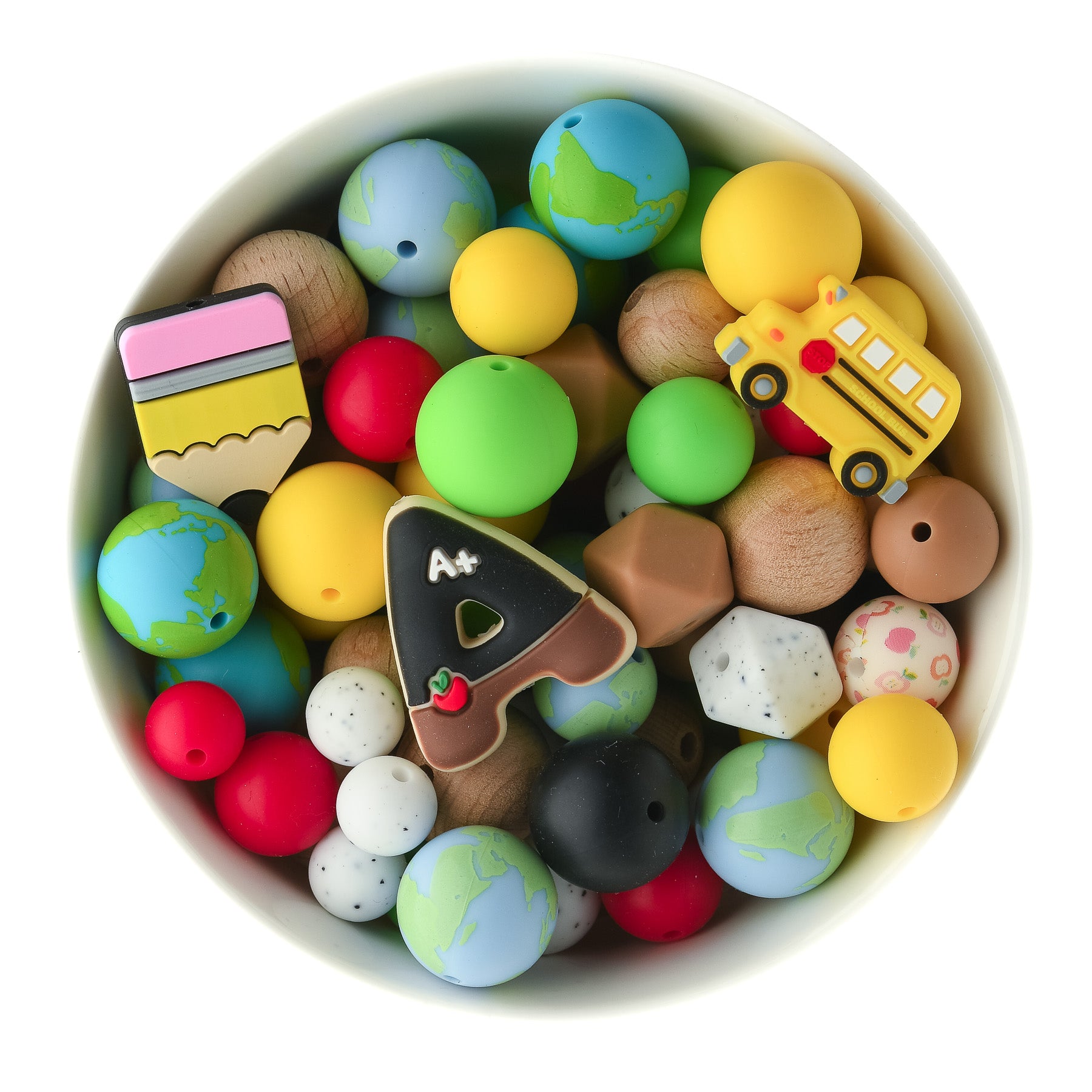 Back to School Themed Bead Pack for silicone bead crafting from Cara & Co Craft Supply