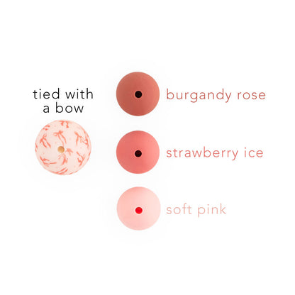 12mm Round Silicone Print Beads Color Comparison Tied with a bow