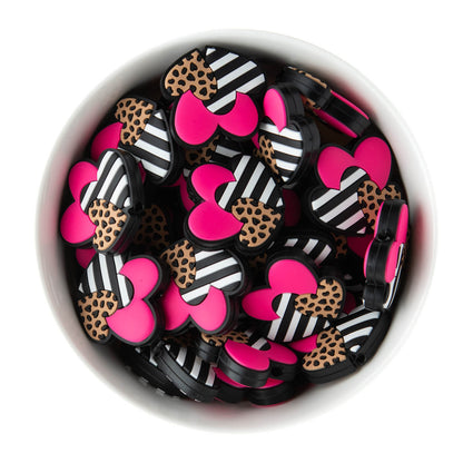 Sassy Pink Triple Hearts Silicone Focal Beads