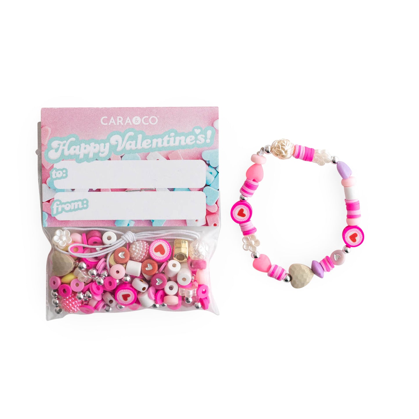 Valentine's Party Favor Bracelet DIY Kit using heishi and acrylic beads