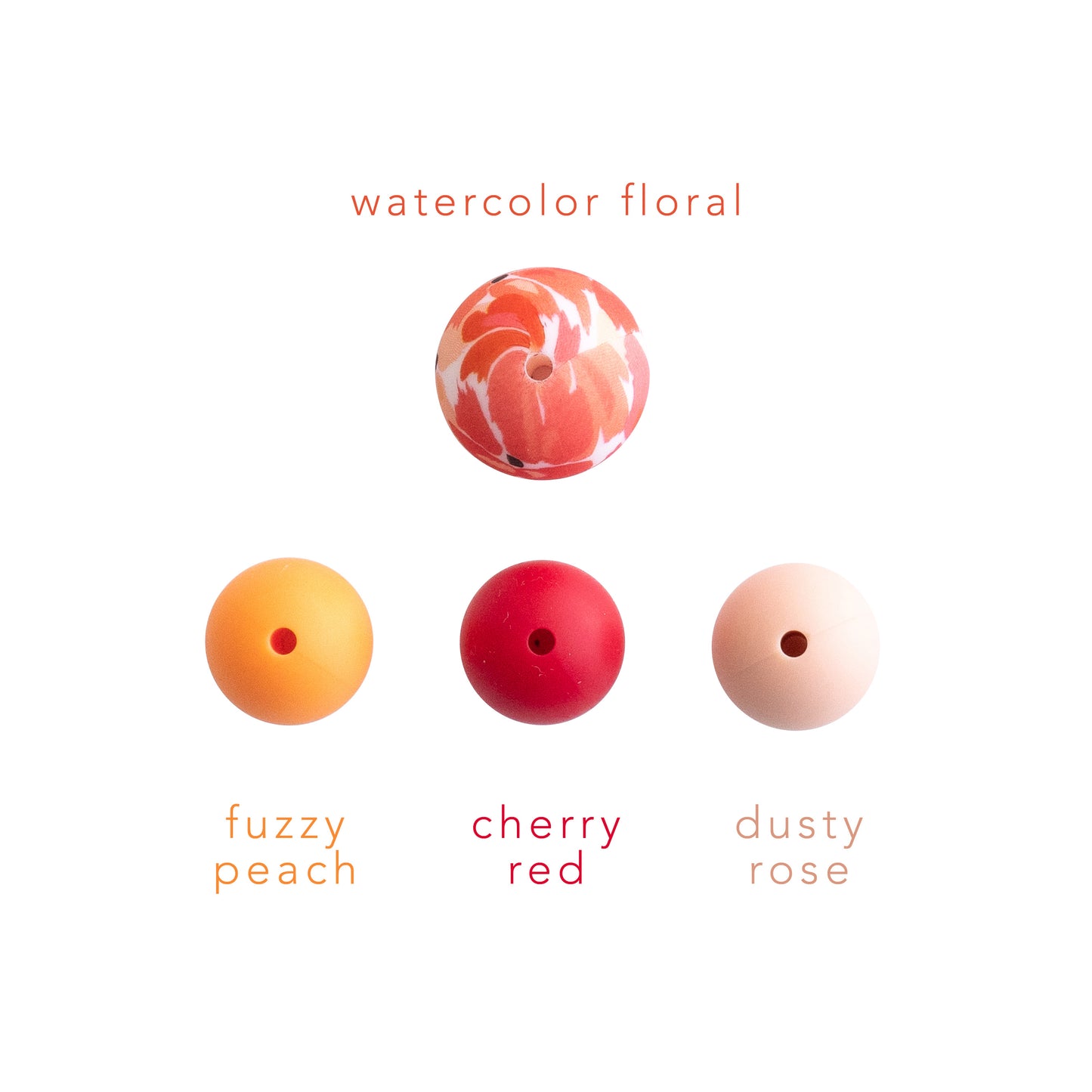 19mm Round Silicone Print Beads Color Comparison Watercolor Floral