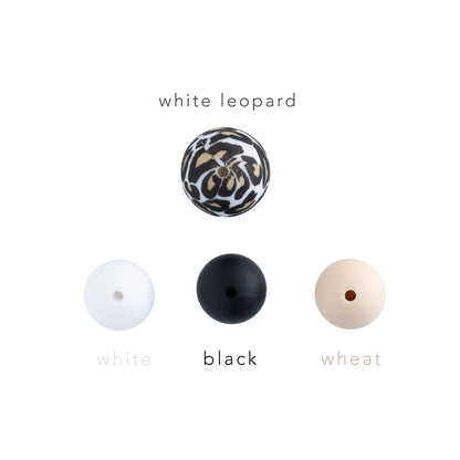 19mm Round Silicone Print Beads Color Comparison White Leopard