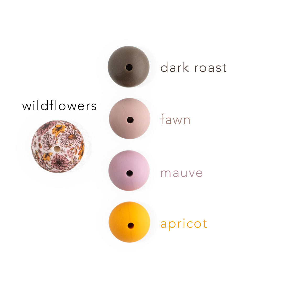15mm Round Silicone Print Beads Color Comparison Wildflowers