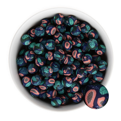 12mm Silicone Round Print Beads Pink Papaya from Cara & Co Craft Supply