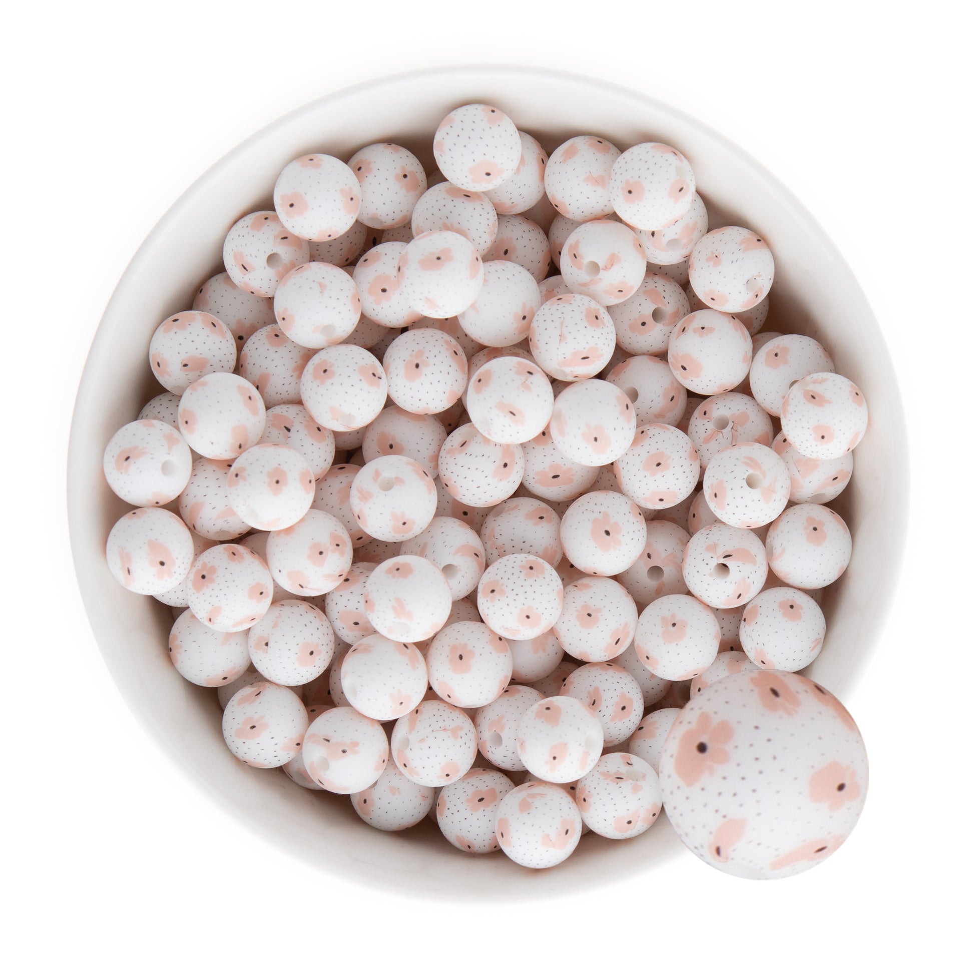 12mm Silicone Round Print Beads Poppy Floral from Cara & Co Craft Supply