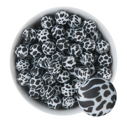15mm Silicone Round Print Beads Cow from Cara & Co Craft Supply