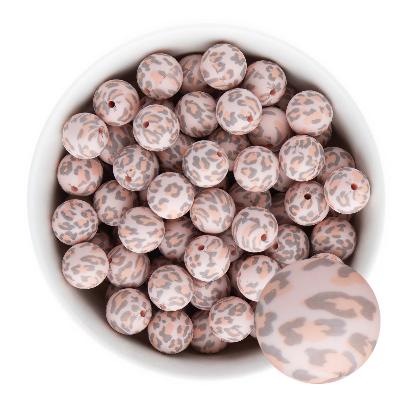 15mm Silicone Round Print Beads Pink Leopard from Cara & Co Craft Supply