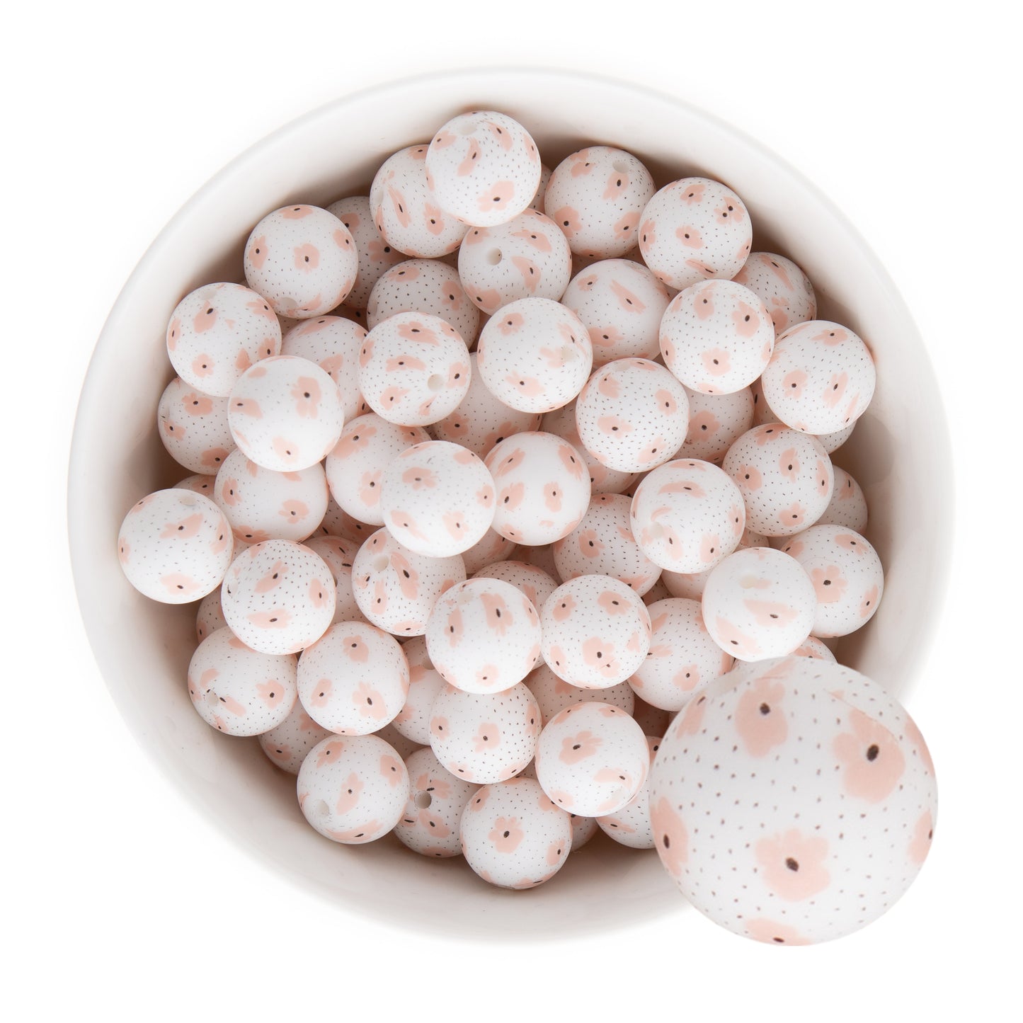 15mm Silicone Round Print Beads Poppy Floral from Cara & Co Craft Supply