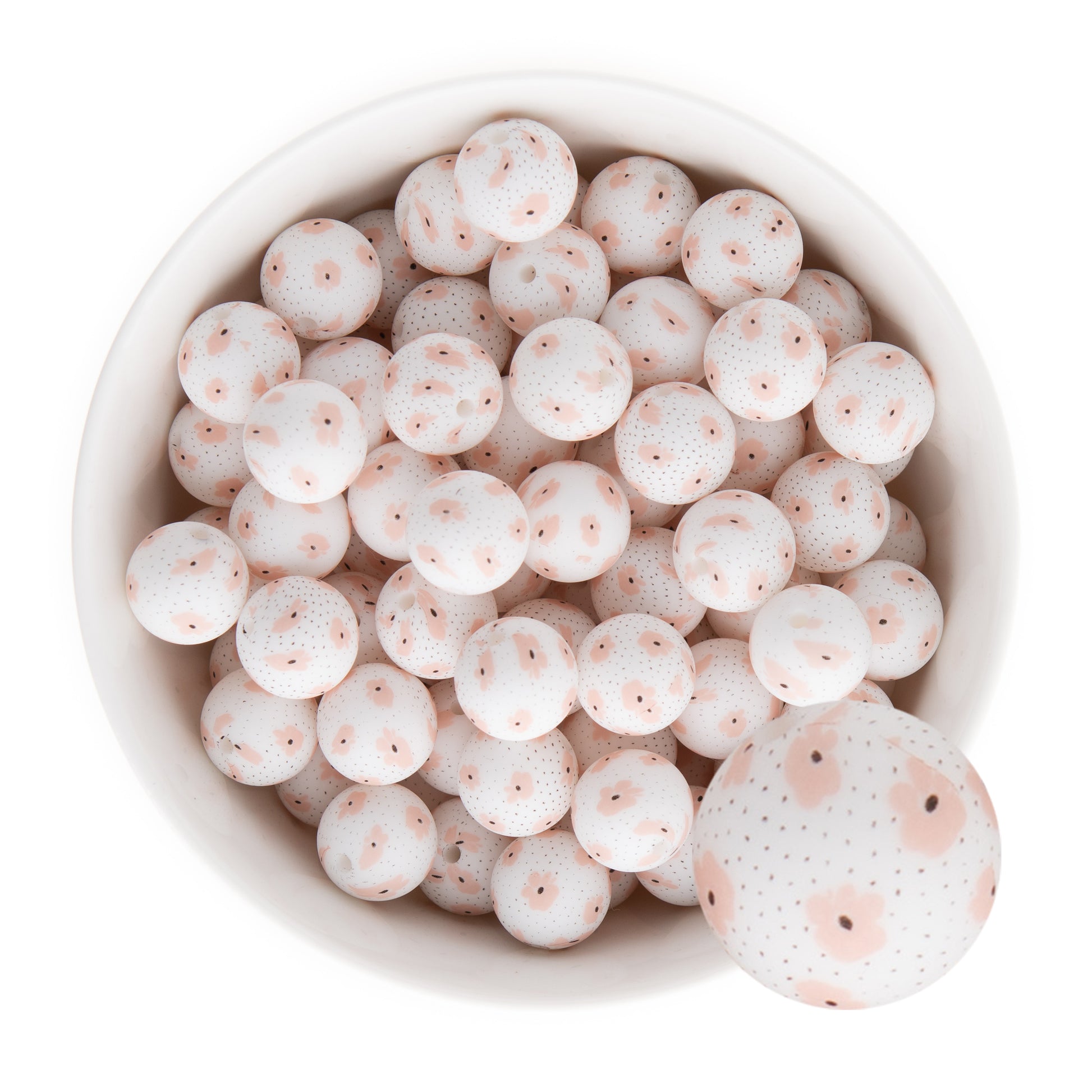 15mm Silicone Round Print Beads Poppy Floral from Cara & Co Craft Supply