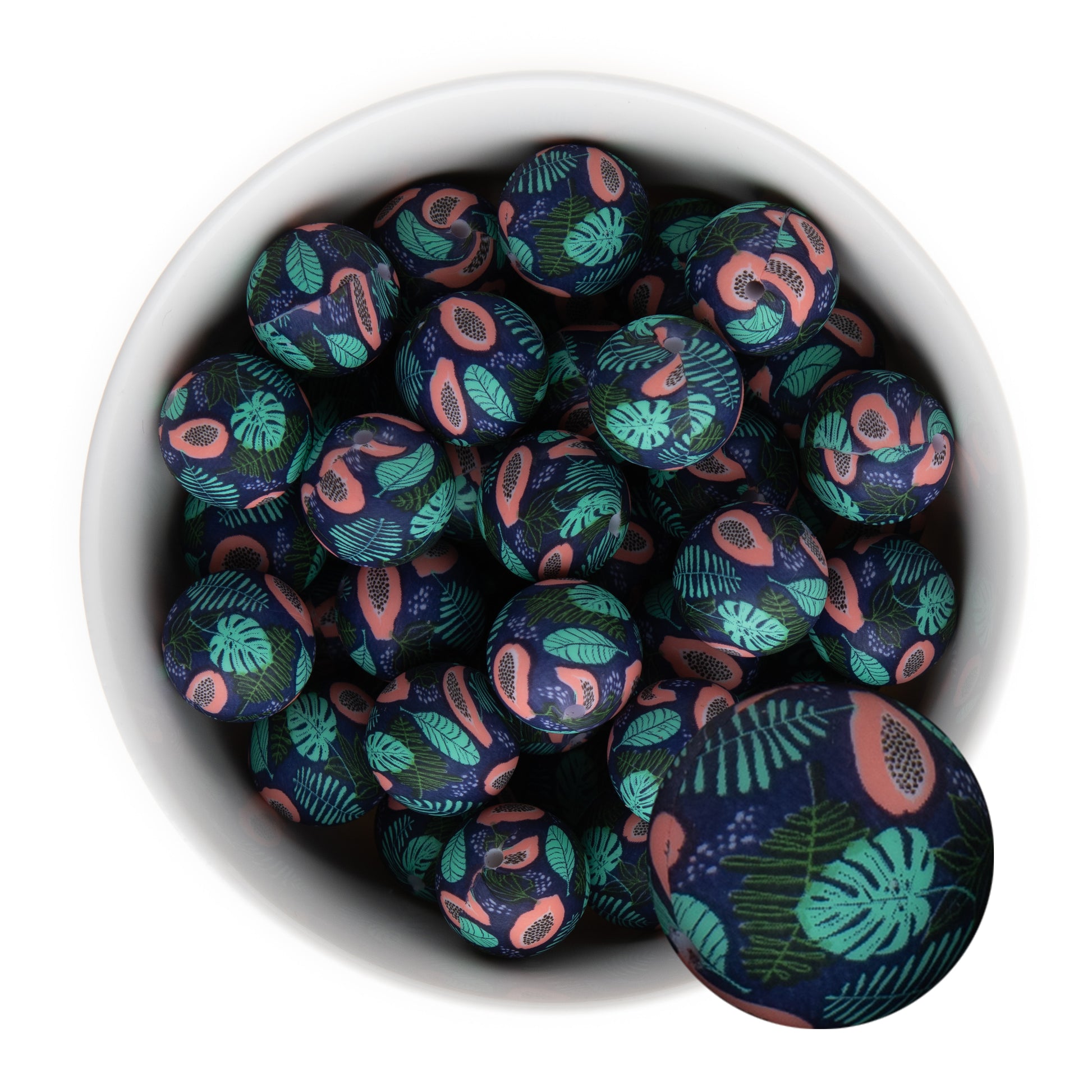 19mm Silicone Round Print Beads Pink Papaya from Cara & Co Craft Supply
