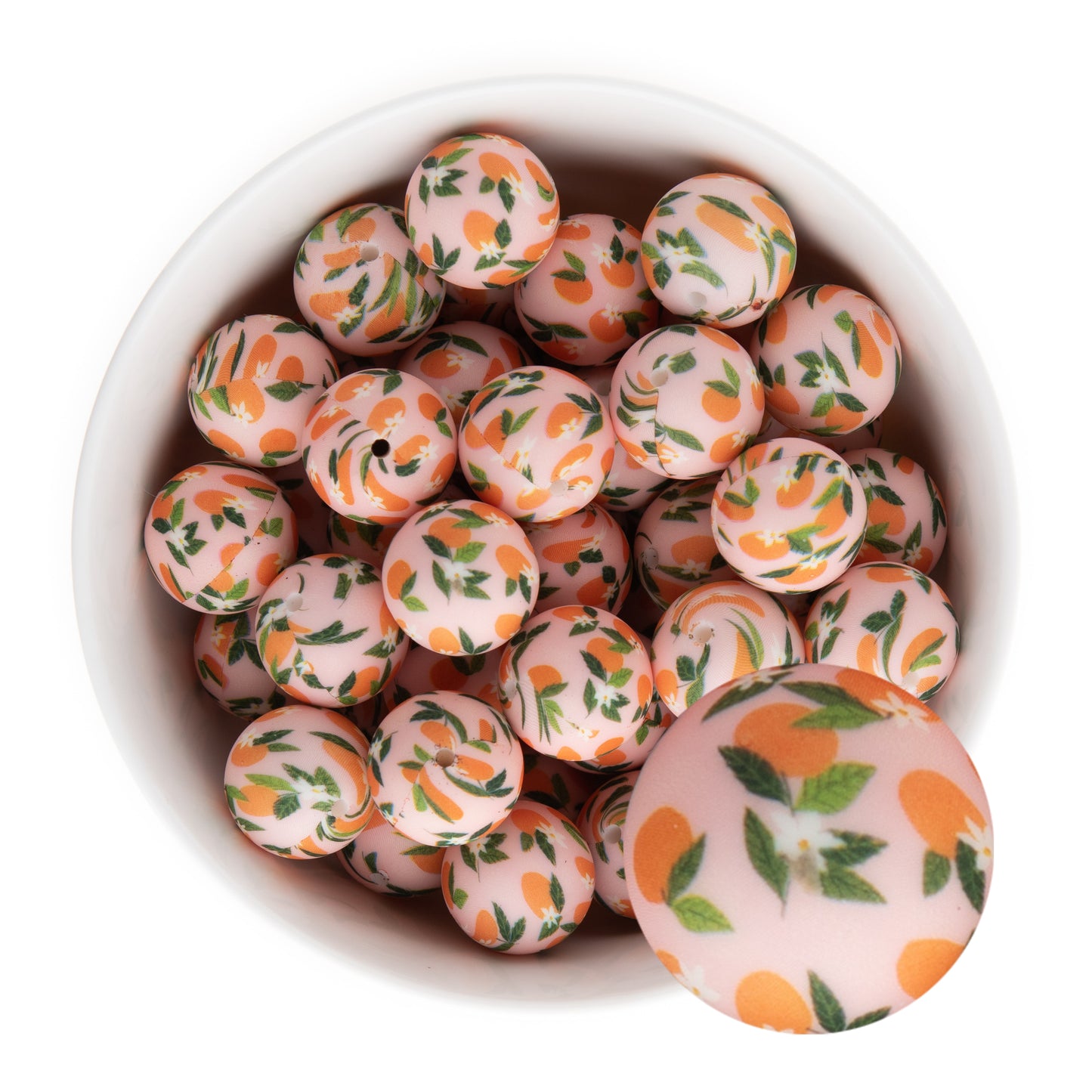 19mm Silicone Round Print Beads Just Peachy from Cara & Co Craft Supply
