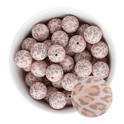 19mm Silicone Round Print Beads Pink Leopard from Cara & Co Craft Supply