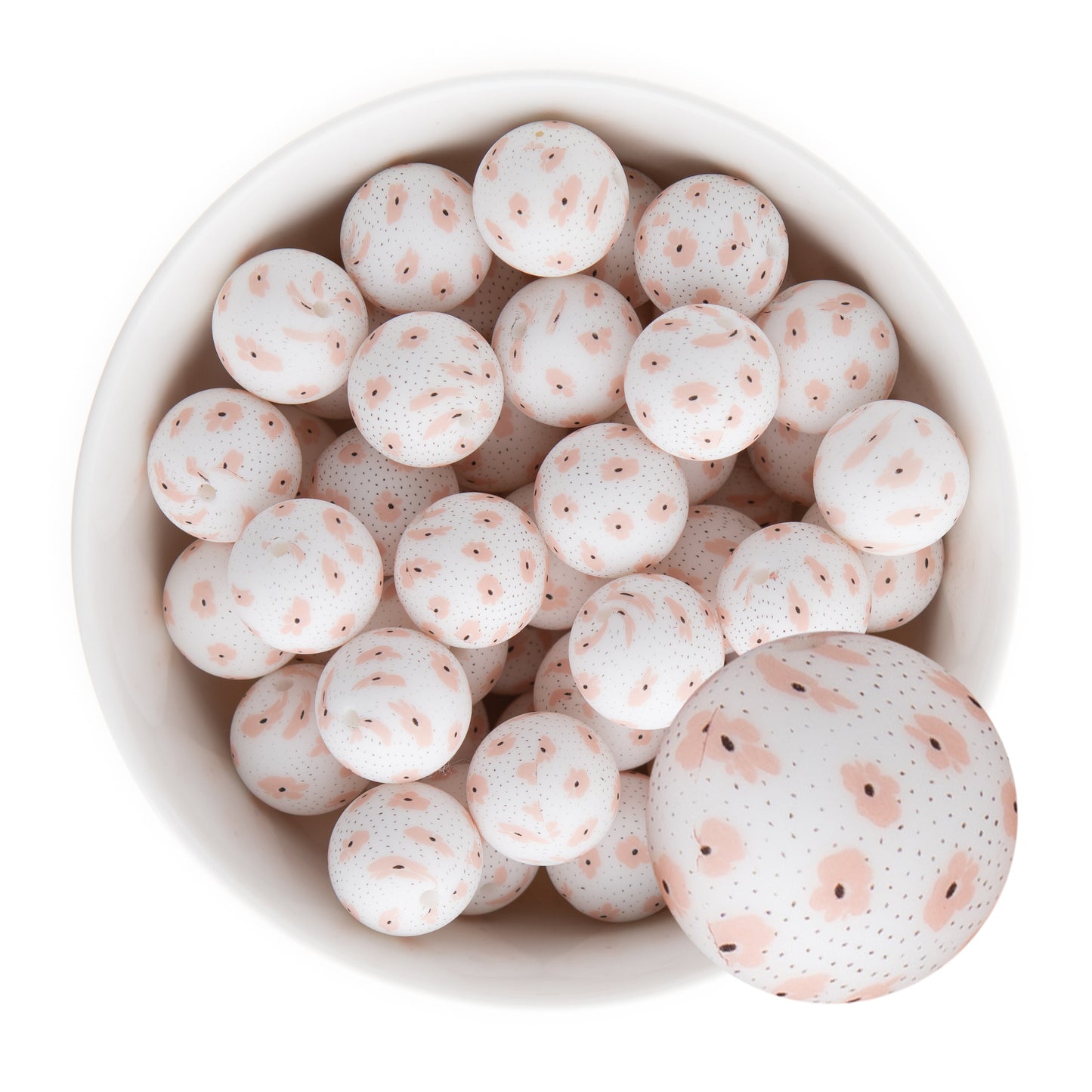 19mm Silicone Round Print Beads Poppy Floral from Cara & Co Craft Supply